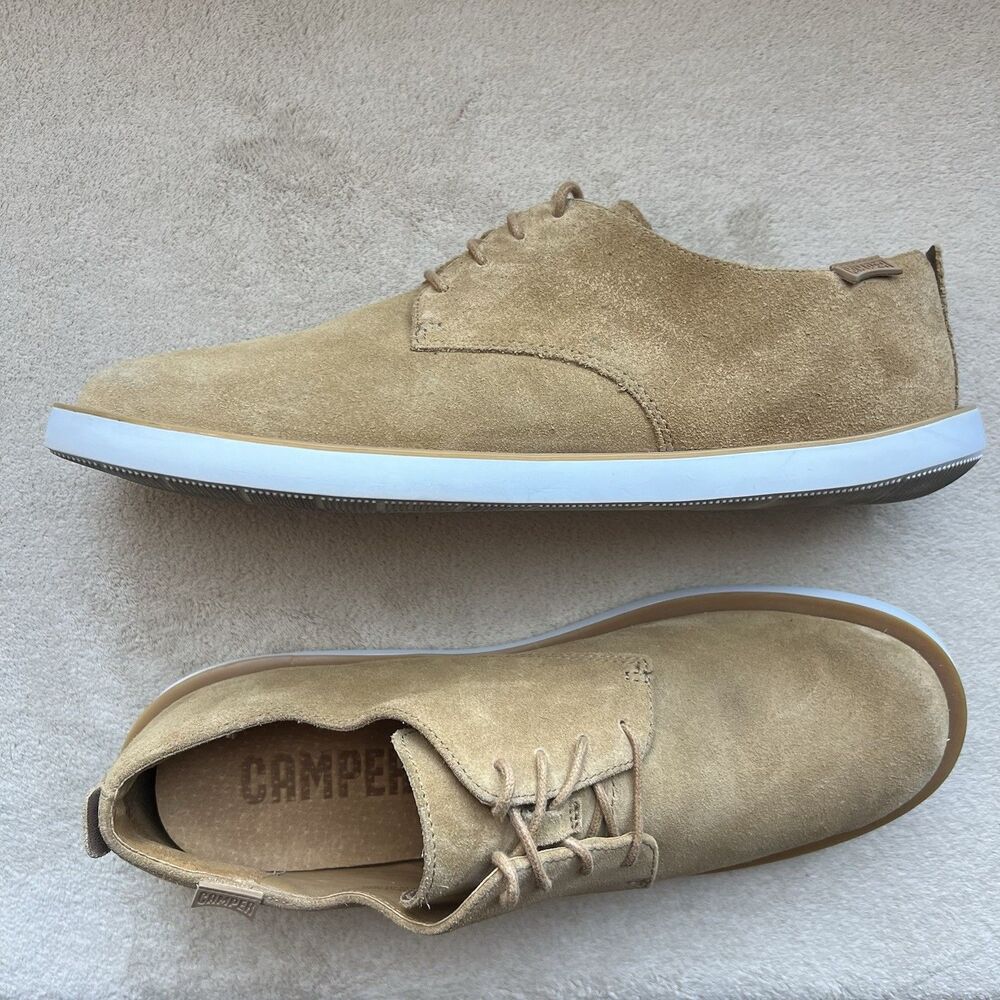 Camper Wagon Tan Brown Nubuck Leather‎ Men EU 42 US 9 Lace Up Brogue Oxfords